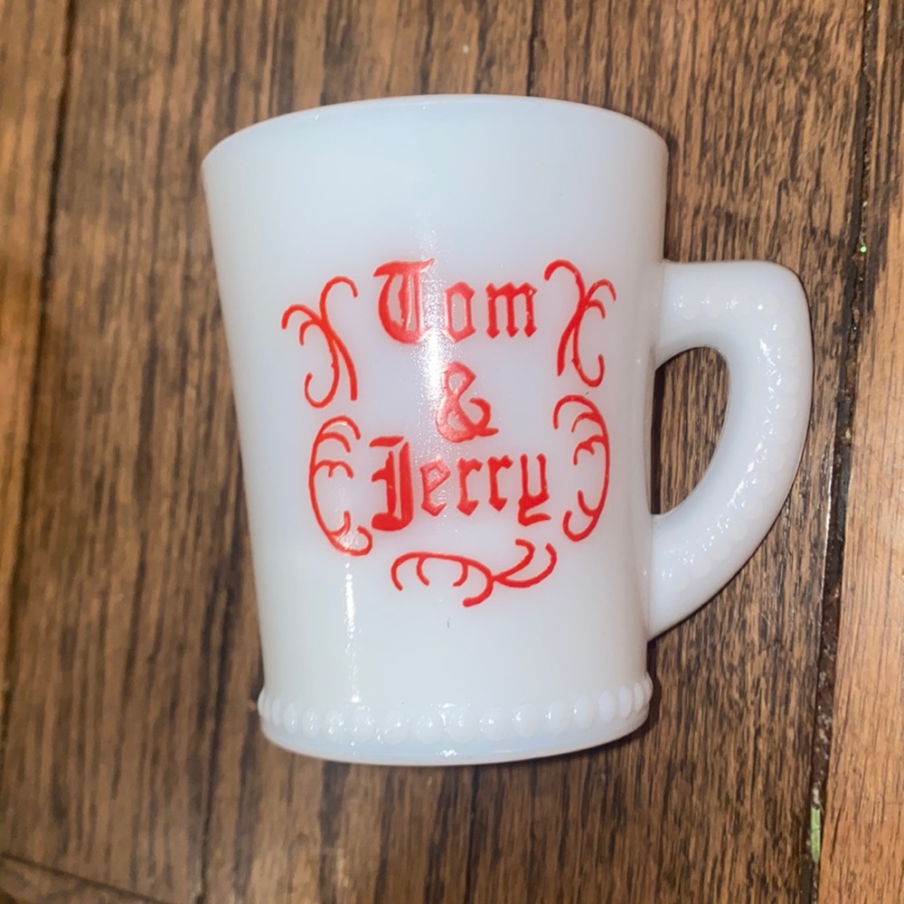 Vintage McKee Milk Glass White 6oz. Cup Tom & Jerry